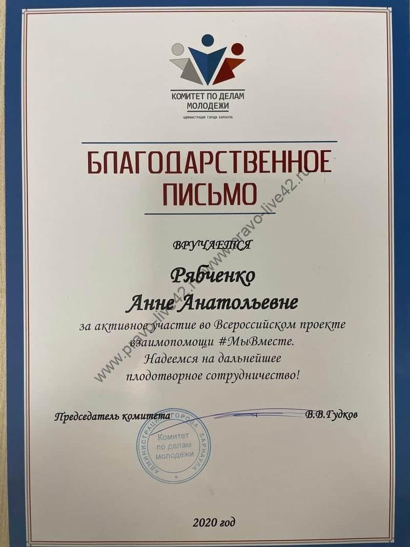 Благотворительное письмо. Комитет по делам молодёжи.
